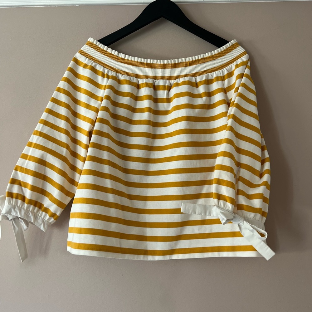 J. Crew medium off the shoulder striped shirt with bow sleeves